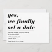 We Finally Set a Wedding Date Bold Typography Save The Date (Front)