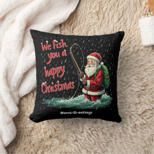 We Fish You a Happy Christmas Festive Fun Throw Pillow