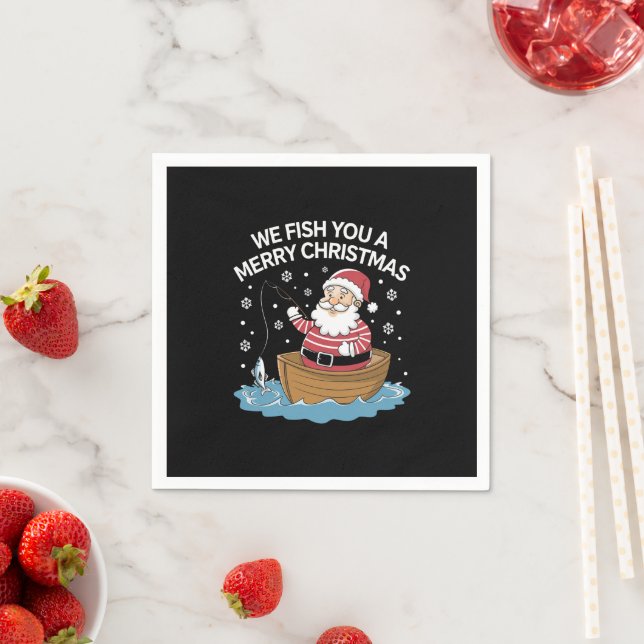 We Fish You A Merry Christmas Fisherman Fishing  Napkins (Insitu)