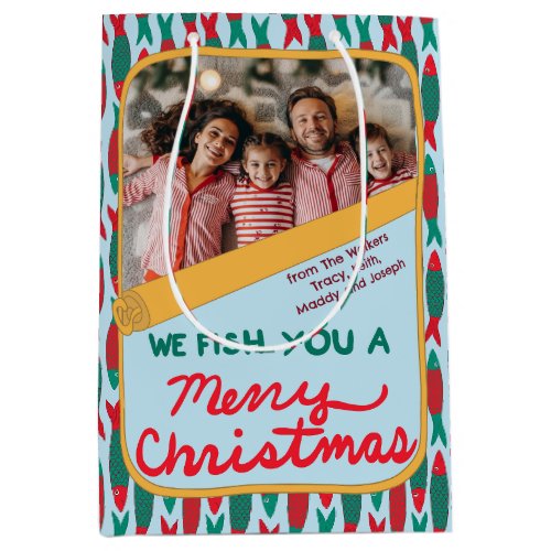 We Fish You a Merry Christmas Funny Photo Medium Gift Bag