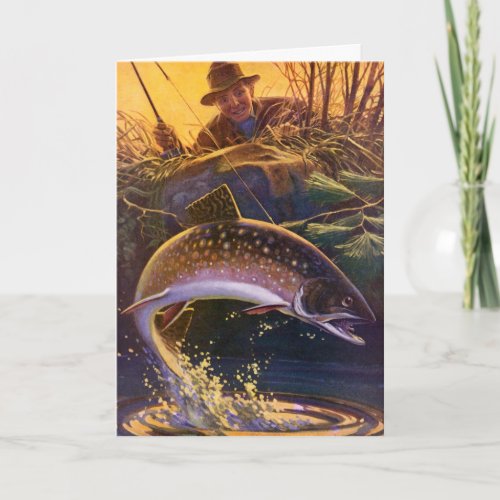 We Fish You A Merry Christmas Vintage Fisherman Holiday Card