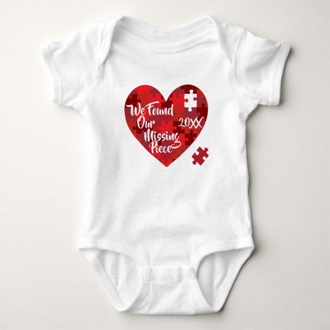 We Found Our Missing Piece - Puzzle Heart Baby Bodysuit (Front)