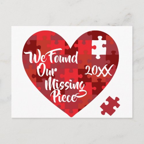 We Found Our Missing Piece _ Puzzle Heart Postcard