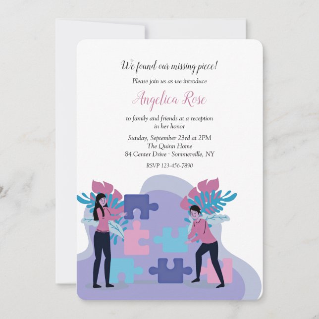 We Found The Missing Piece Adoption  Party Invitation (Front)