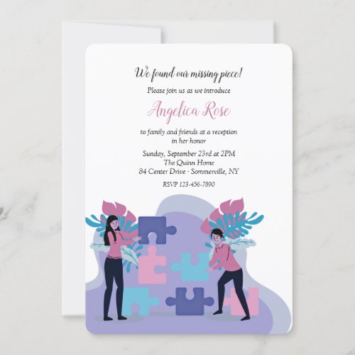 We Found The Missing Piece Adoption  Party Invitation