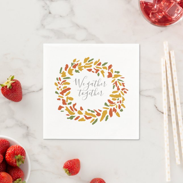 We Gather Together Wreath Autumn Painting Napkins (Insitu)