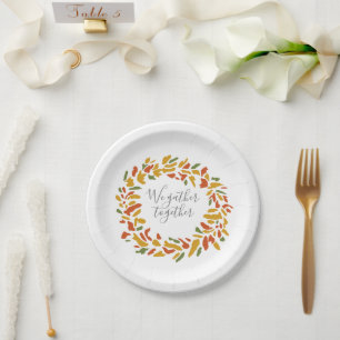 We Gather Together Wreath Autumn Painting Paper Plates