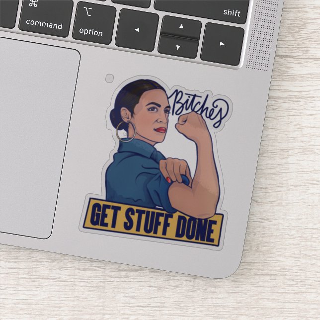 We get stuff done AOC Rosie the riveter Sticker (Detail)