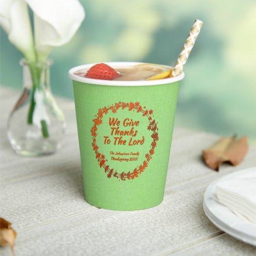 We Give Thanks To The Lord Wreath Name Large Paper Cups