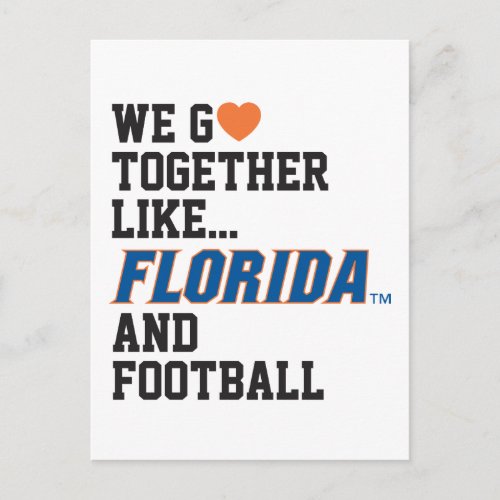 We Go Together Like Florida and Football Postcard