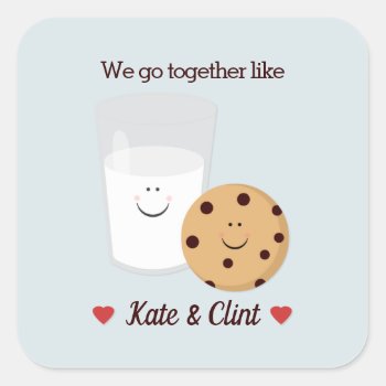 We Go Together Like Milk And Cookies Custom Square Square Sticker by prettypicture at Zazzle