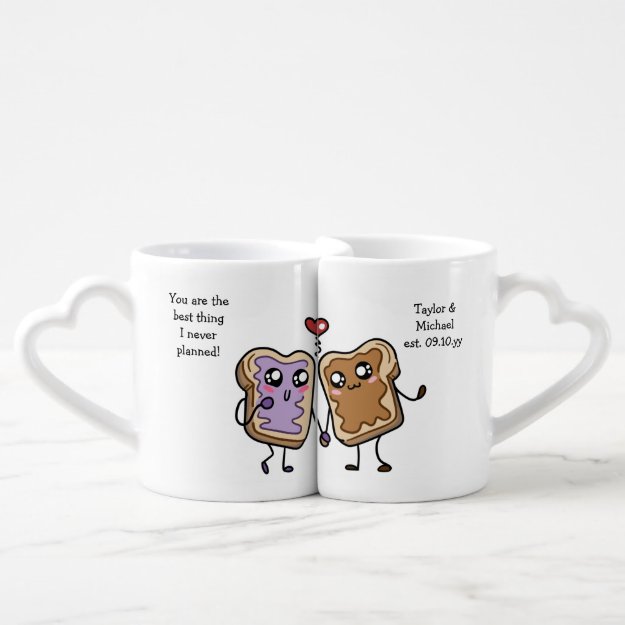 We Go Together Peanut Butter Jelly Custom Couples Coffee Mug Set