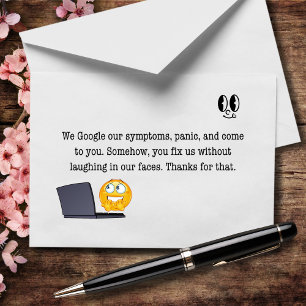 We Google Our Symptoms, You Fix Our Stupidity Letterpress Thank You Card