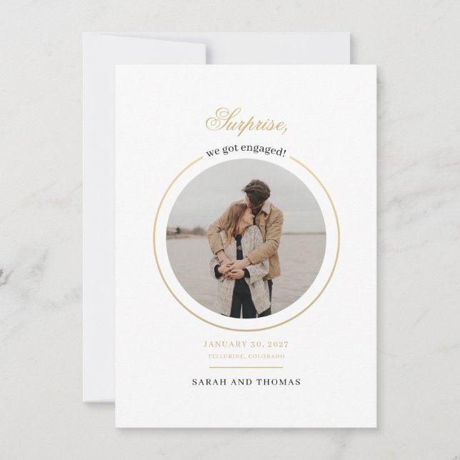 We Got Engaged Modern Photo Engagement Party Invitation (Front)