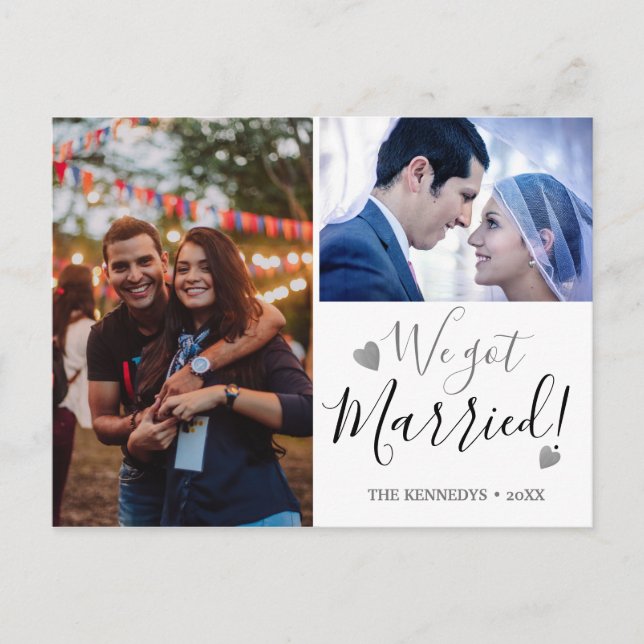 We Got Married 2 Photo Wedding Announcement Postcard (Front)