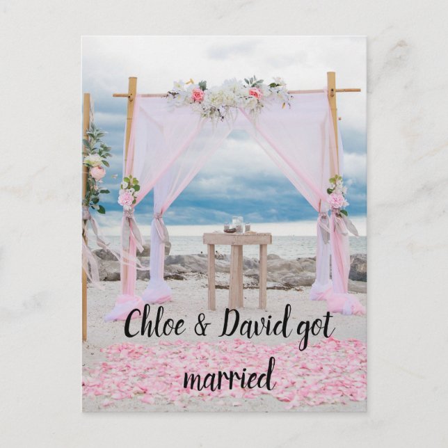 We got married! Announcement of marriage Postcard (Front)