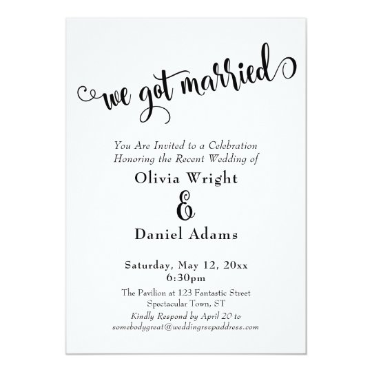 We Got Married Bold Black White Reception Only Invitation | Zazzle.com