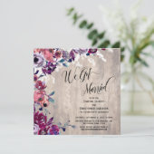 We Got Married Calligraphy Floral Pale Wood Lights Invitation (Standing Front)