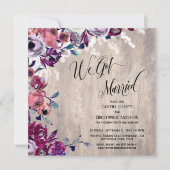 We Got Married Calligraphy Floral Pale Wood Lights Invitation (Front)