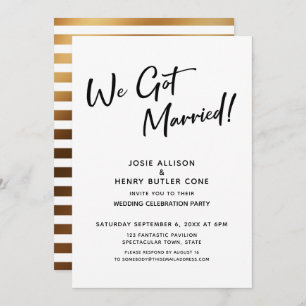We Got Married Calligraphy Wedding Reception Invitation