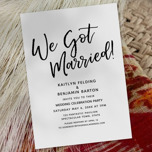 We Got Married Casual Script Wedding Reception Invitation