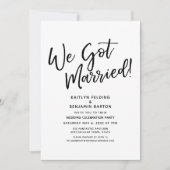 "We Got Married!" Casual Script Wedding Reception Invitation (Front)