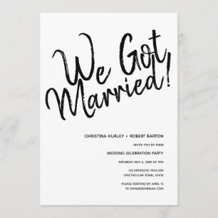 "We Got Married!" Casual Script Wedding Reception Invitation