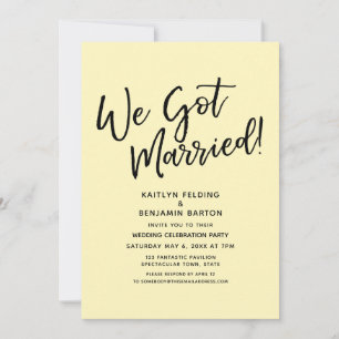 We Got Married Casual Simple Pale Yellow Reception Invitation