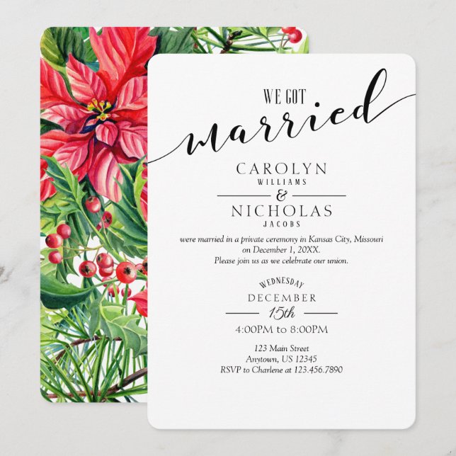 We Got Married Christmas Elopement Wedding Party Invitation (Front/Back)