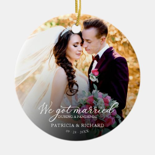 We Got Married During a Pandemic Photo Elegant Ceramic Ornament