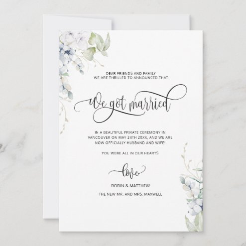 Wedding announcements - Pink Dramatic personalized gifts for you Elegant we got married wedding announcement