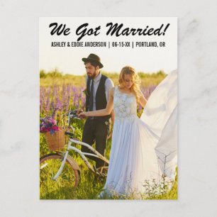 We got married elopement announcement postcard B