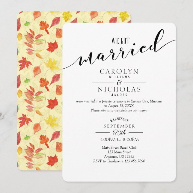We Got Married Fall Autumn Wedding Party Invitation (Front/Back)