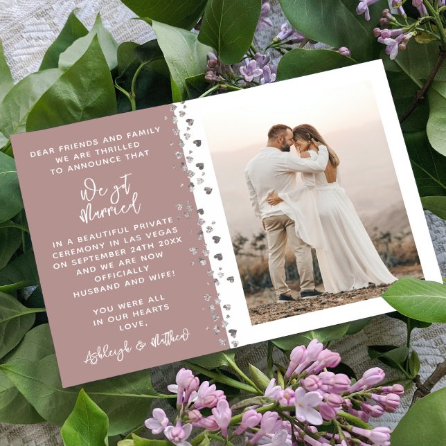 We Got Married Glitter Heart Photo Rose Gold White Invitation (Creator Uploaded)