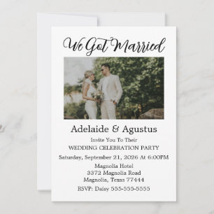 We Got Married Green Wedding Reception Invitation
