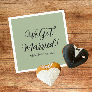 We Got Married Green Wedding Reception  Napkins
