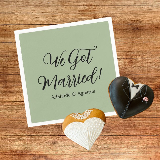 We Got Married Green Wedding Reception  Napkins (Creator Uploaded)