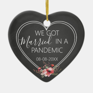 we got married in a pandemic first wedding xmas ceramic ornament