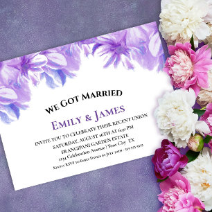 We Got Married Lavender Floral Wedding Reception Invitation