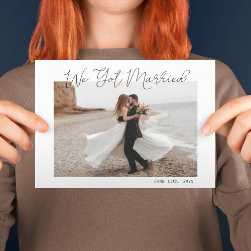 We Got Married Minimalist Photo Elopement Wedding Announcement