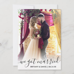 We Got Married Modern Script Overlay Photo Card