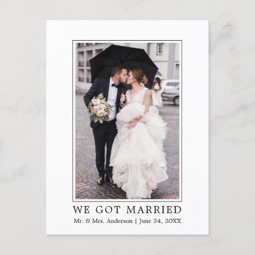 We Got Married Modern Simple Announcement Postcard