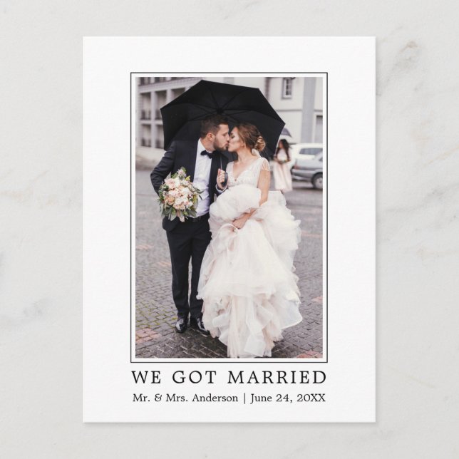 We Got Married Modern Simple Announcement Postcard (Front)