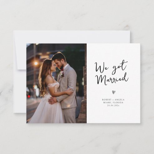 Wedding announcements - Pink Dramatic personalized gifts for you We got married photo wedding announcement
