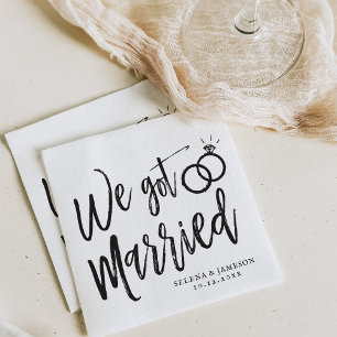 We Got Married Post-Nuptial Party Script Lettering Napkins