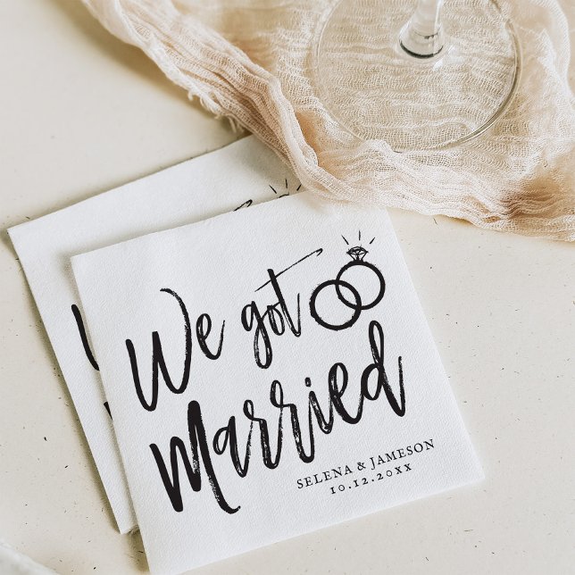 We Got Married Post-Nuptial Party Script Lettering Napkins (Creator Uploaded)