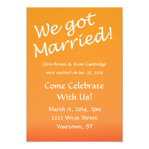 Casual Reception Wedding Invitations Zazzle We Got Married Post Wedding Party Invitation