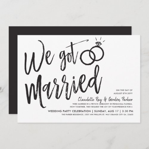 We Got Married  Post Wedding Party Invitation