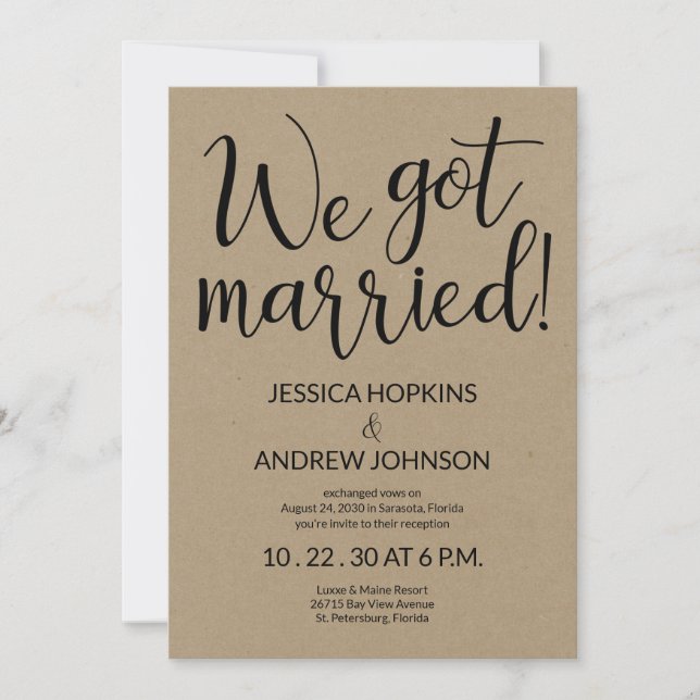 We Got Married Rustic Photo Reception Invitation (Front)