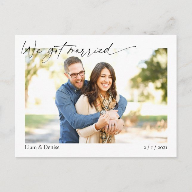 We Got Married Script Wedding Announcement Elope Postcard (Front)